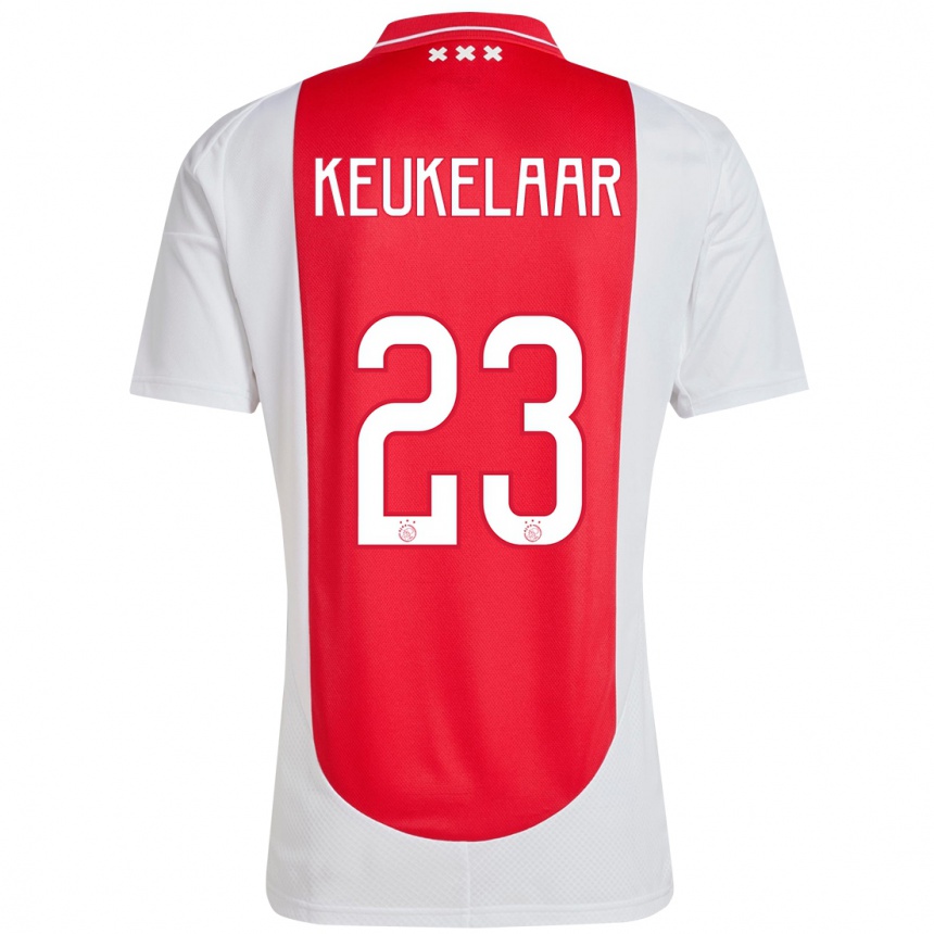 Vaikiškas Lotte Keukelaar #23 Raudona Balta Namų Marškinėliai 2024/25 T-Shirt