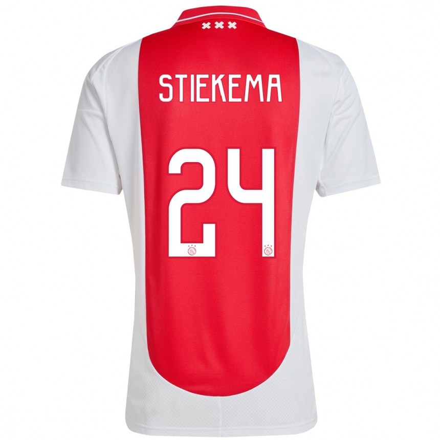 Vaikiškas Iris Stiekema #24 Raudona Balta Namų Marškinėliai 2024/25 T-Shirt