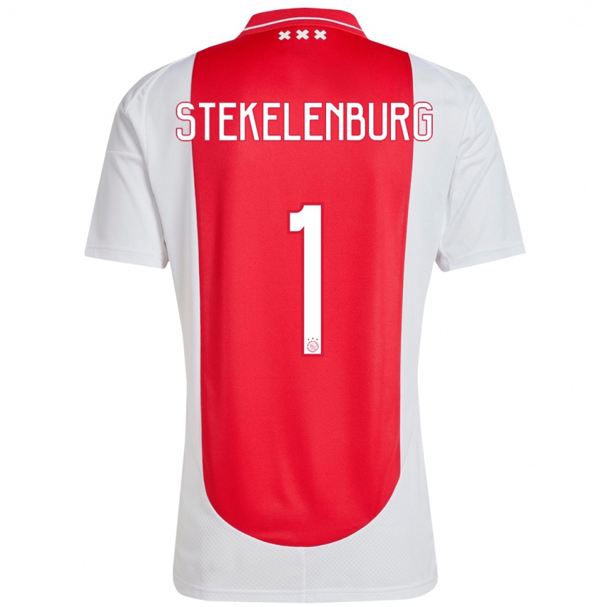 Vaikiškas Maarten Stekelenburg #1 Raudona Balta Namų Marškinėliai 2024/25 T-Shirt