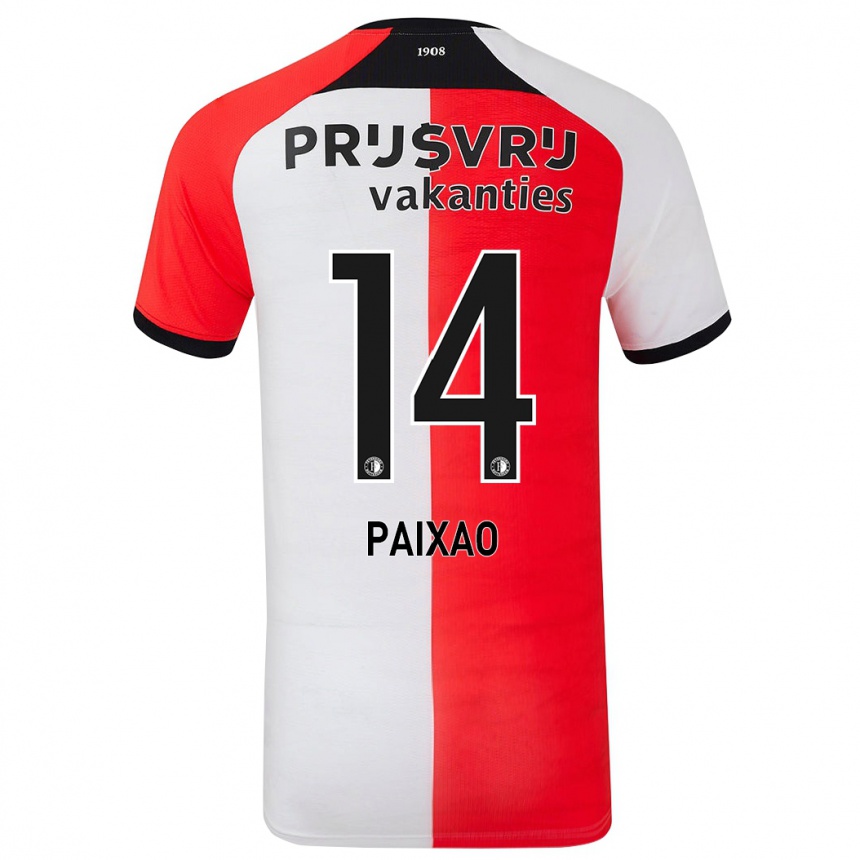 Vaikiškas Igor Paixão #14 Raudona Balta Namų Marškinėliai 2024/25 T-Shirt