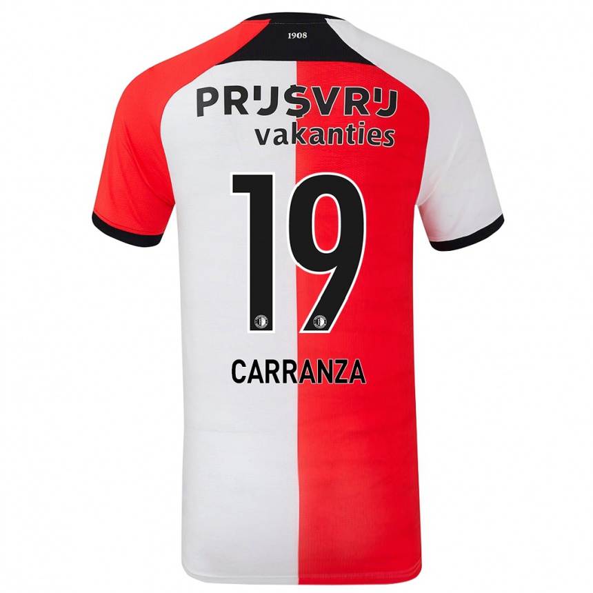 Vaikiškas Julián Carranza #19 Raudona Balta Namų Marškinėliai 2024/25 T-Shirt