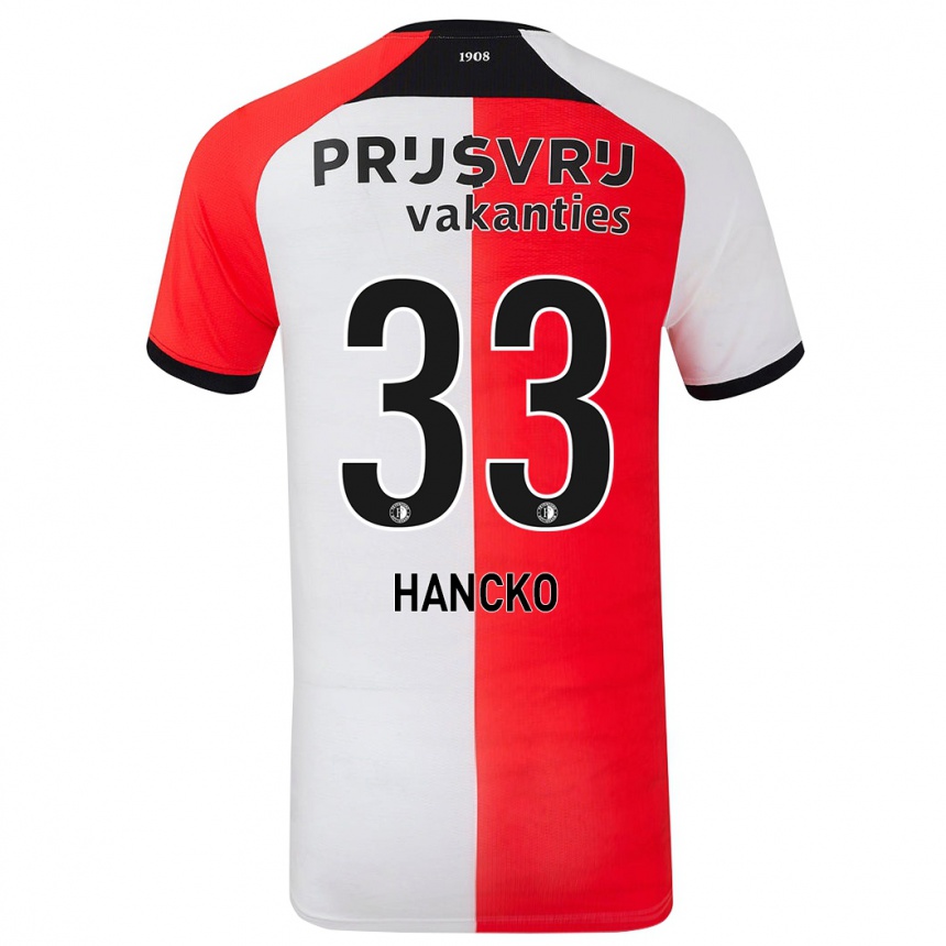 Vaikiškas David Hancko #33 Raudona Balta Namų Marškinėliai 2024/25 T-Shirt