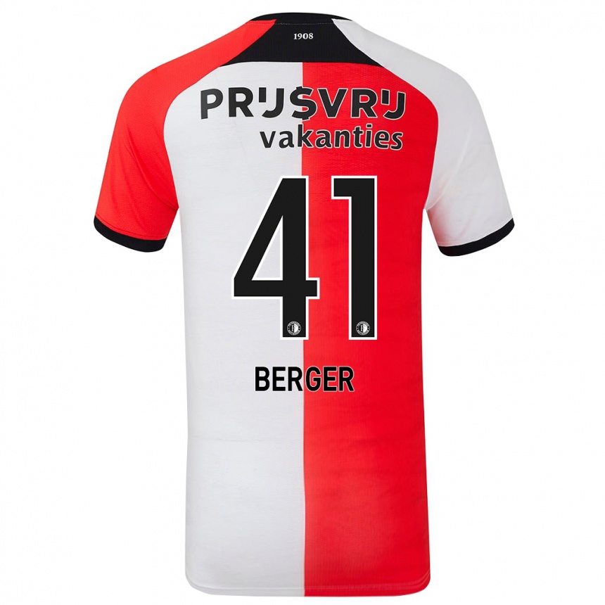 Vaikiškas Mannou Berger #41 Raudona Balta Namų Marškinėliai 2024/25 T-Shirt