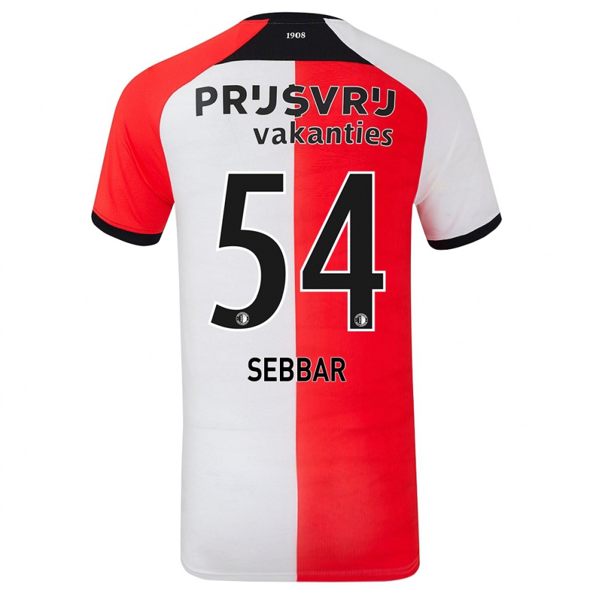 Vaikiškas Marouane Sebbar #54 Raudona Balta Namų Marškinėliai 2024/25 T-Shirt