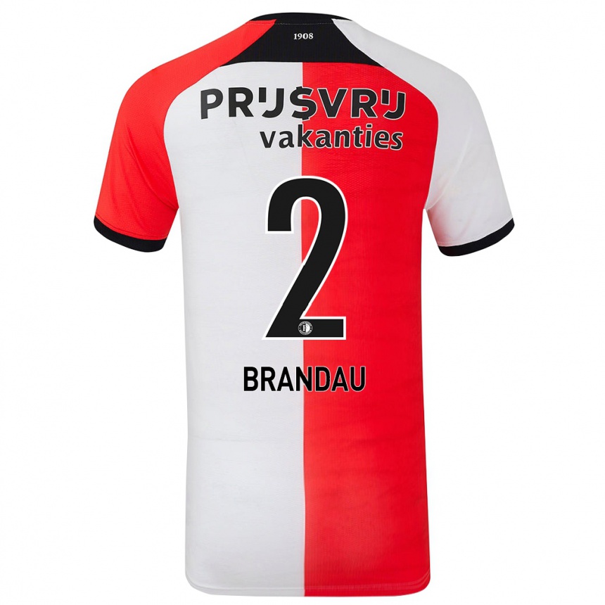 Vaikiškas Justine Brandau #2 Raudona Balta Namų Marškinėliai 2024/25 T-Shirt