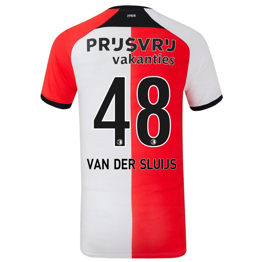 Vaikiškas Joep Van Der Sluijs #48 Raudona Balta Namų Marškinėliai 2024/25 T-Shirt