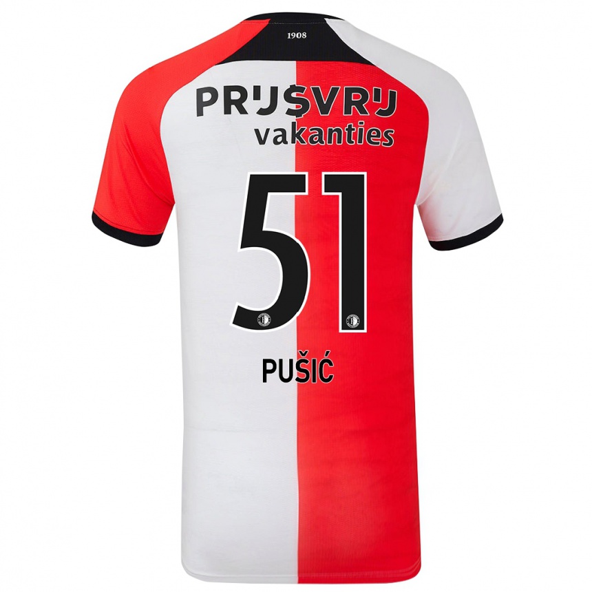 Vaikiškas Noah Pušić #51 Raudona Balta Namų Marškinėliai 2024/25 T-Shirt