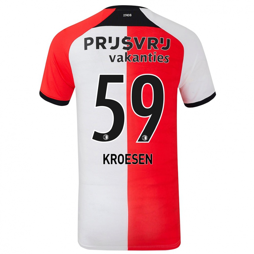 Vaikiškas Jaimy Kroesen #59 Raudona Balta Namų Marškinėliai 2024/25 T-Shirt