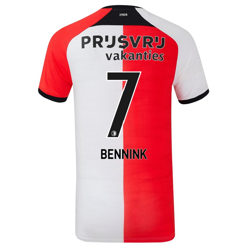 Vaikiškas Maxime Bennink #7 Raudona Balta Namų Marškinėliai 2024/25 T-Shirt