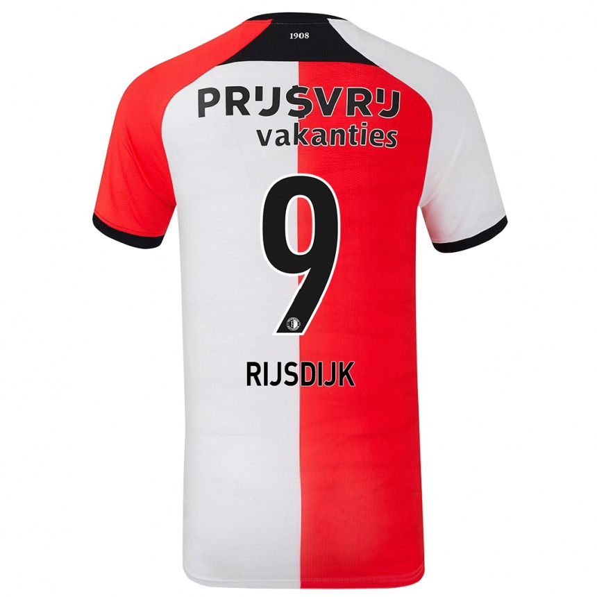 Vaikiškas Pia Rijsdijk #9 Raudona Balta Namų Marškinėliai 2024/25 T-Shirt