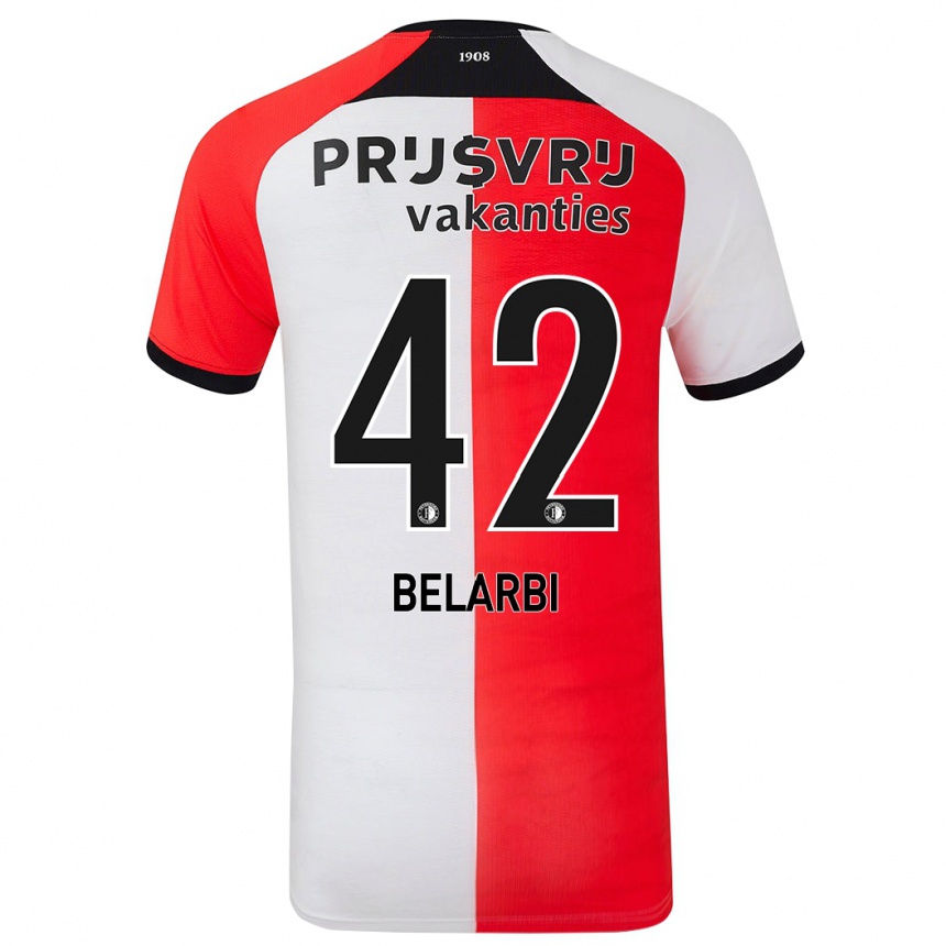 Vaikiškas Abdel Belarbi #42 Raudona Balta Namų Marškinėliai 2024/25 T-Shirt