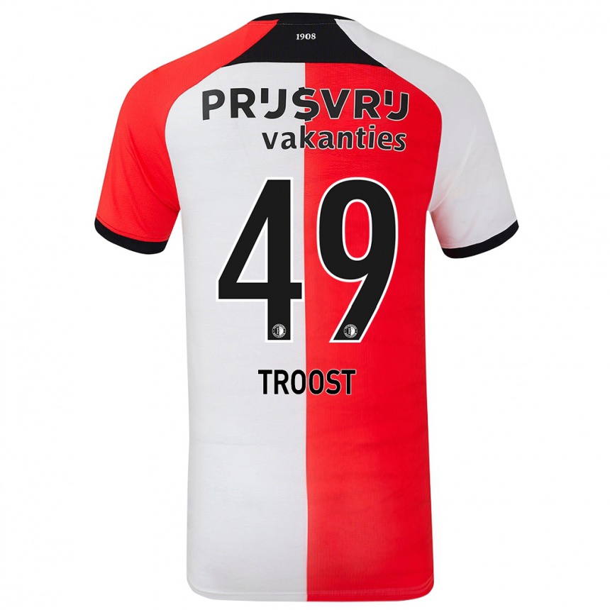 Vaikiškas Tein Troost #49 Raudona Balta Namų Marškinėliai 2024/25 T-Shirt