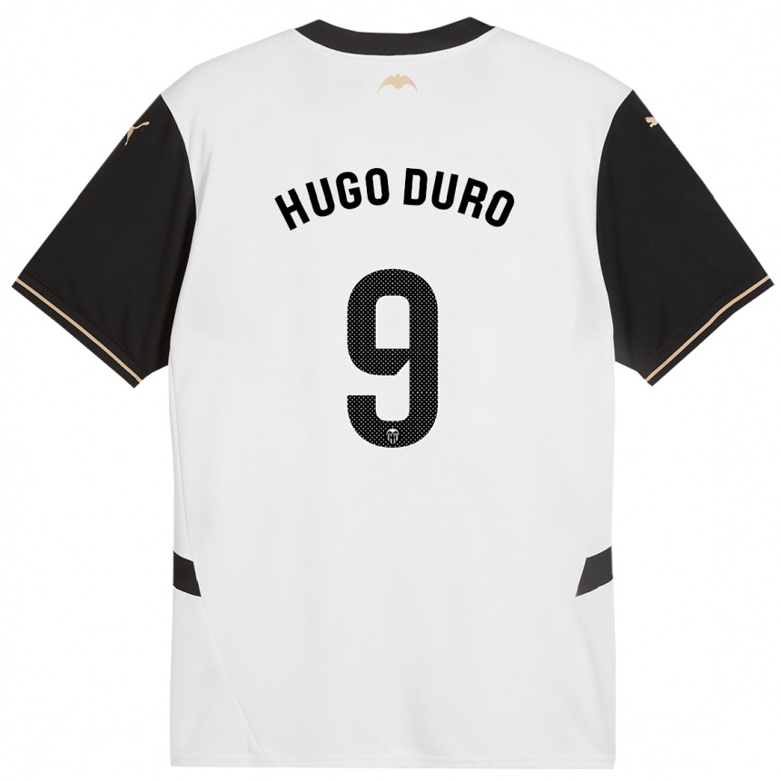 Vaikiškas Hugo Duro #9 Balta Juoda Namų Marškinėliai 2024/25 T-Shirt