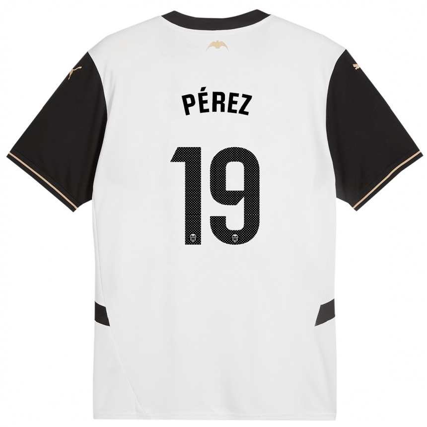 Vaikiškas Joselu Pérez #19 Balta Juoda Namų Marškinėliai 2024/25 T-Shirt