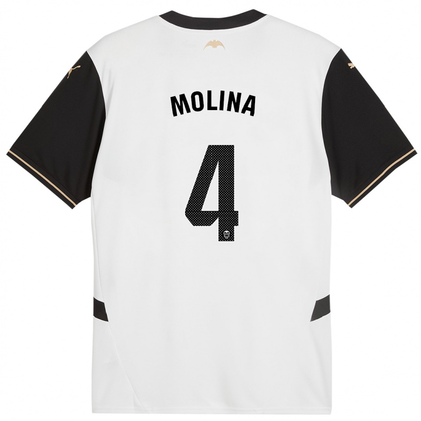 Vaikiškas María Molina #4 Balta Juoda Namų Marškinėliai 2024/25 T-Shirt