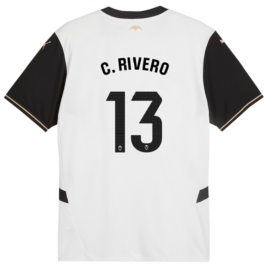 Vaikiškas Cristian Rivero #13 Balta Juoda Namų Marškinėliai 2024/25 T-Shirt