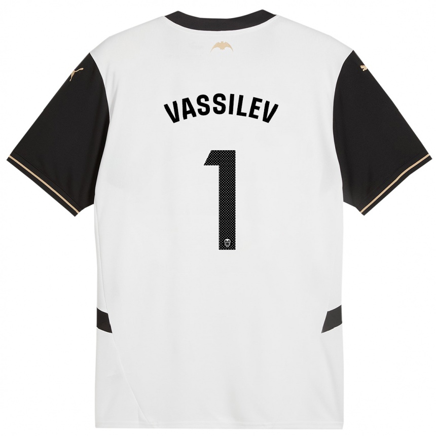 Vaikiškas David Vassilev #1 Balta Juoda Namų Marškinėliai 2024/25 T-Shirt