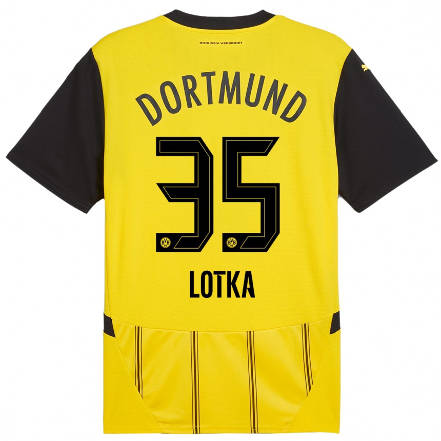 Vaikiškas Marcel Lotka #35 Geltona Juoda Namų Marškinėliai 2024/25 T-Shirt