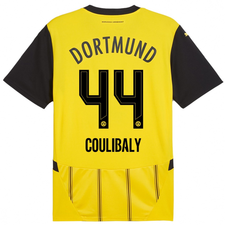 Vaikiškas Soumaila Coulibaly #44 Geltona Juoda Namų Marškinėliai 2024/25 T-Shirt