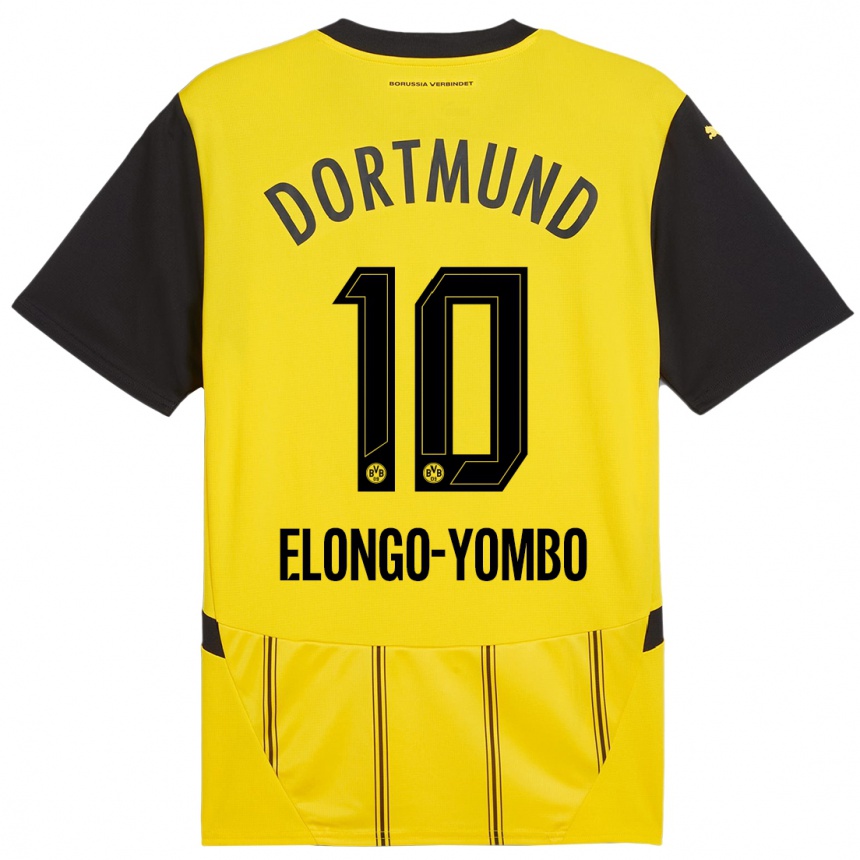 Vaikiškas Rodney Elongo-Yombo #10 Geltona Juoda Namų Marškinėliai 2024/25 T-Shirt