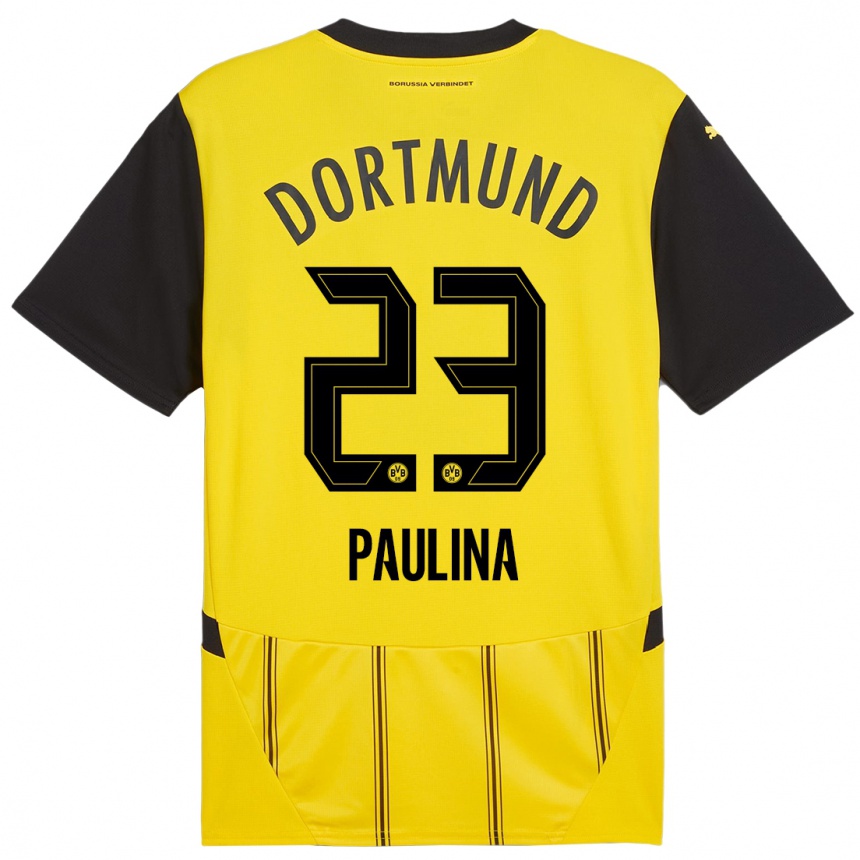 Vaikiškas Jordi Paulina #23 Geltona Juoda Namų Marškinėliai 2024/25 T-Shirt