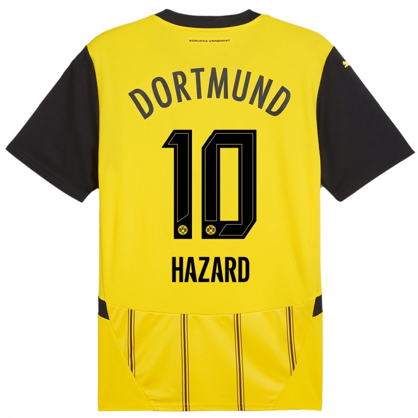 Vaikiškas Thorgan Hazard #10 Geltona Juoda Namų Marškinėliai 2024/25 T-Shirt