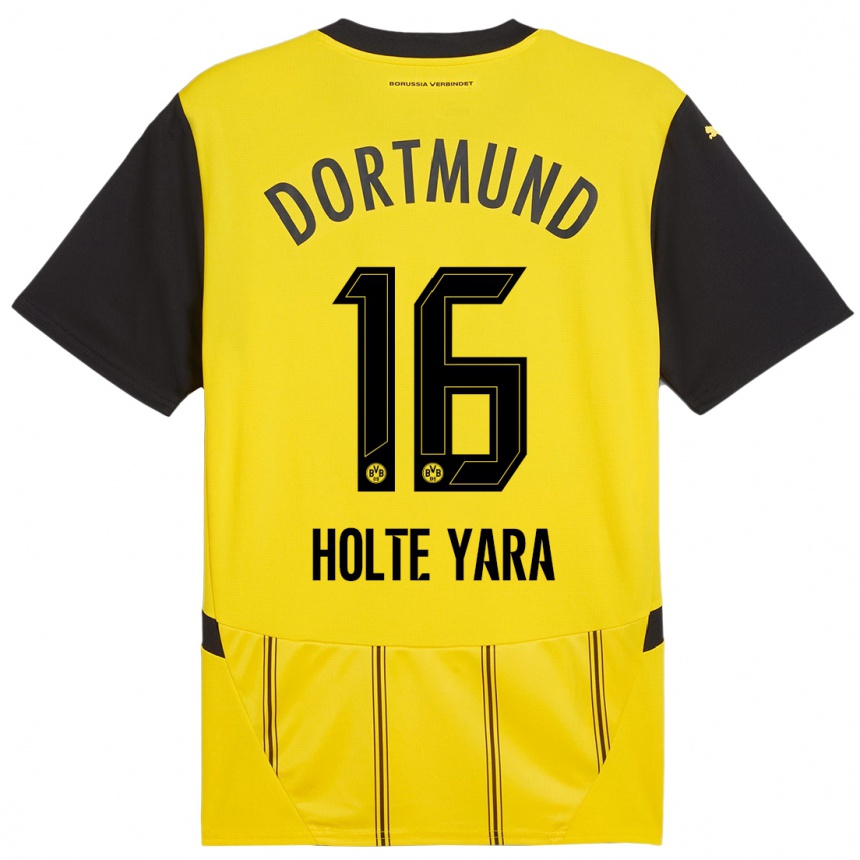 Vaikiškas Ten Holte Yara #16 Geltona Juoda Namų Marškinėliai 2024/25 T-Shirt