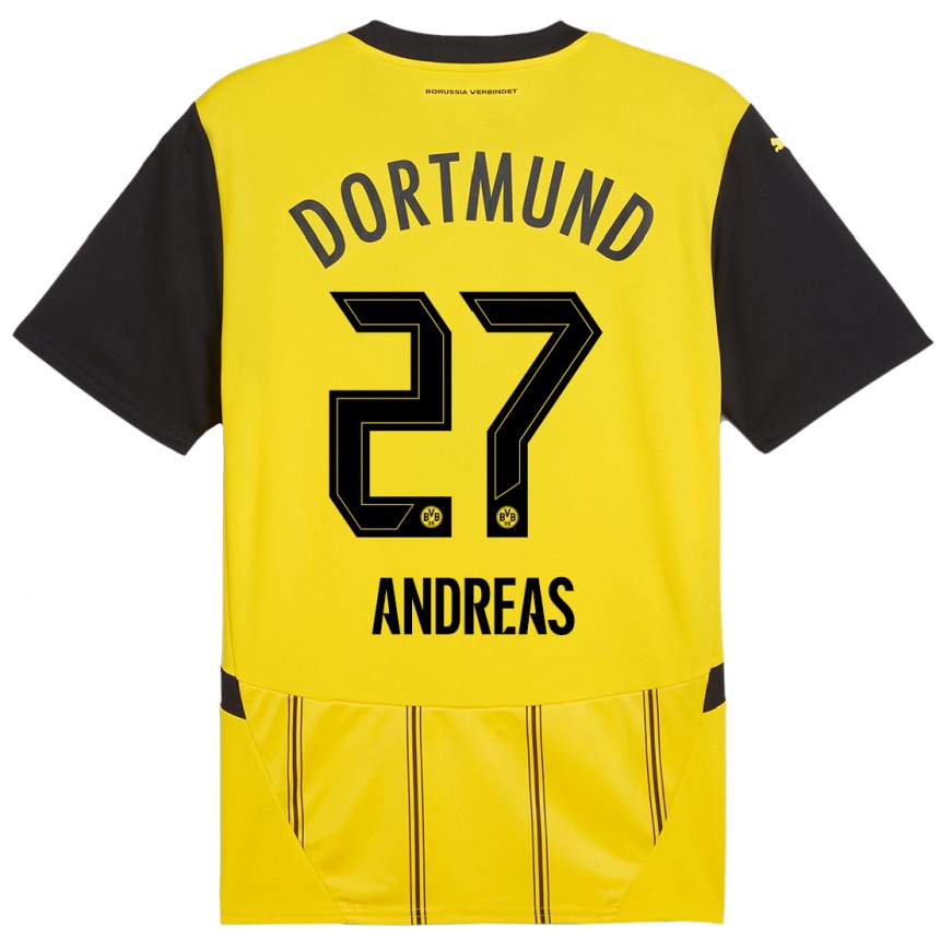 Vaikiškas Kuno Andreas #27 Geltona Juoda Namų Marškinėliai 2024/25 T-Shirt