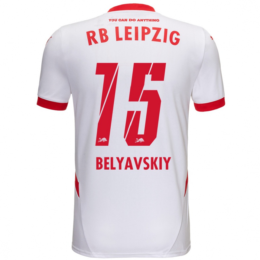 Vaikiškas David Belyavskiy #15 Balta Raudona Namų Marškinėliai 2024/25 T-Shirt