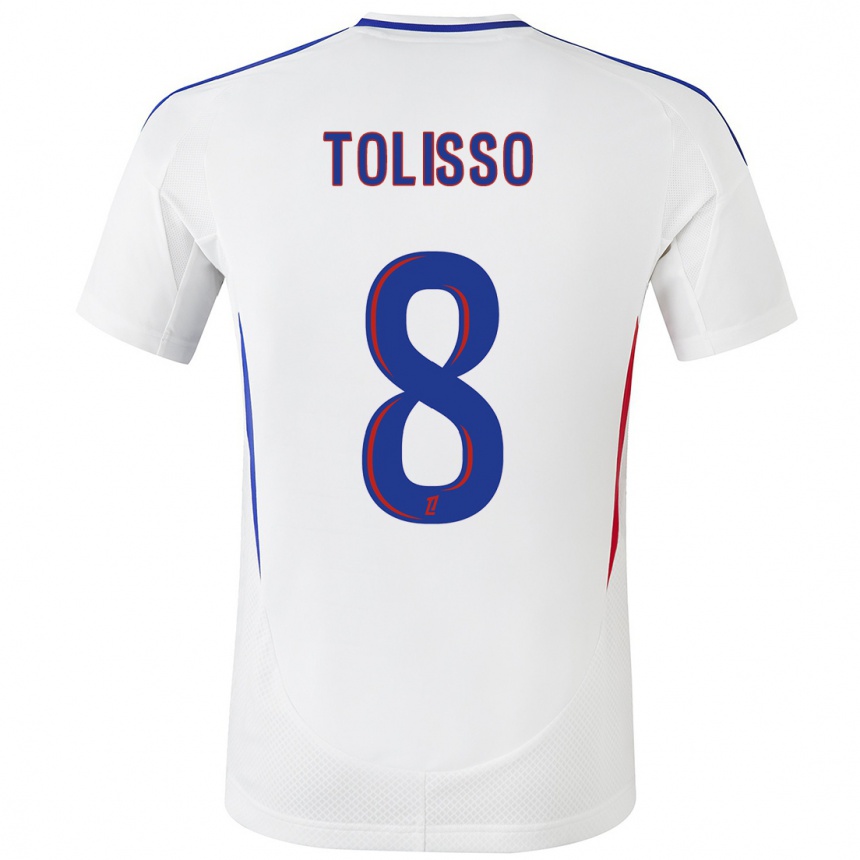 Vaikiškas Corentin Tolisso #8 Balta Mėlyna Namų Marškinėliai 2024/25 T-Shirt