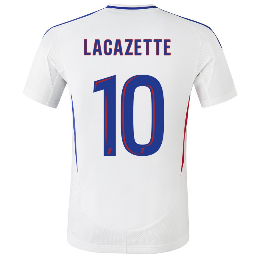 Vaikiškas Alexandre Lacazette #10 Balta Mėlyna Namų Marškinėliai 2024/25 T-Shirt