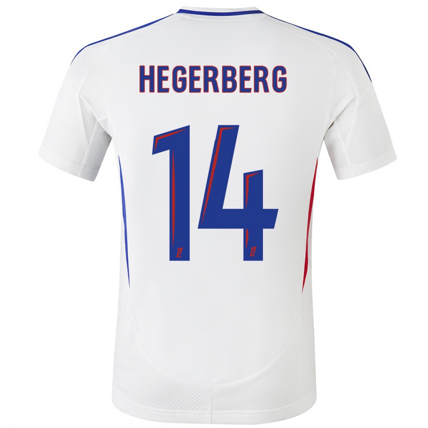 Vaikiškas Ada Hegerberg #14 Balta Mėlyna Namų Marškinėliai 2024/25 T-Shirt