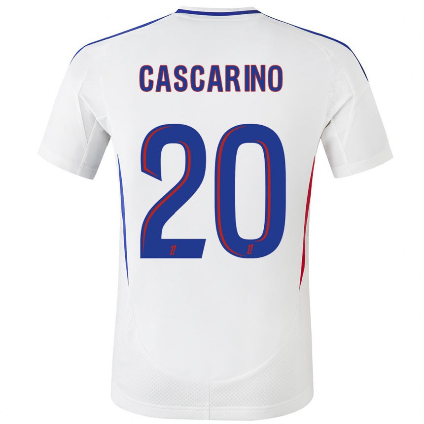 Vaikiškas Delphine Cascarino #20 Balta Mėlyna Namų Marškinėliai 2024/25 T-Shirt