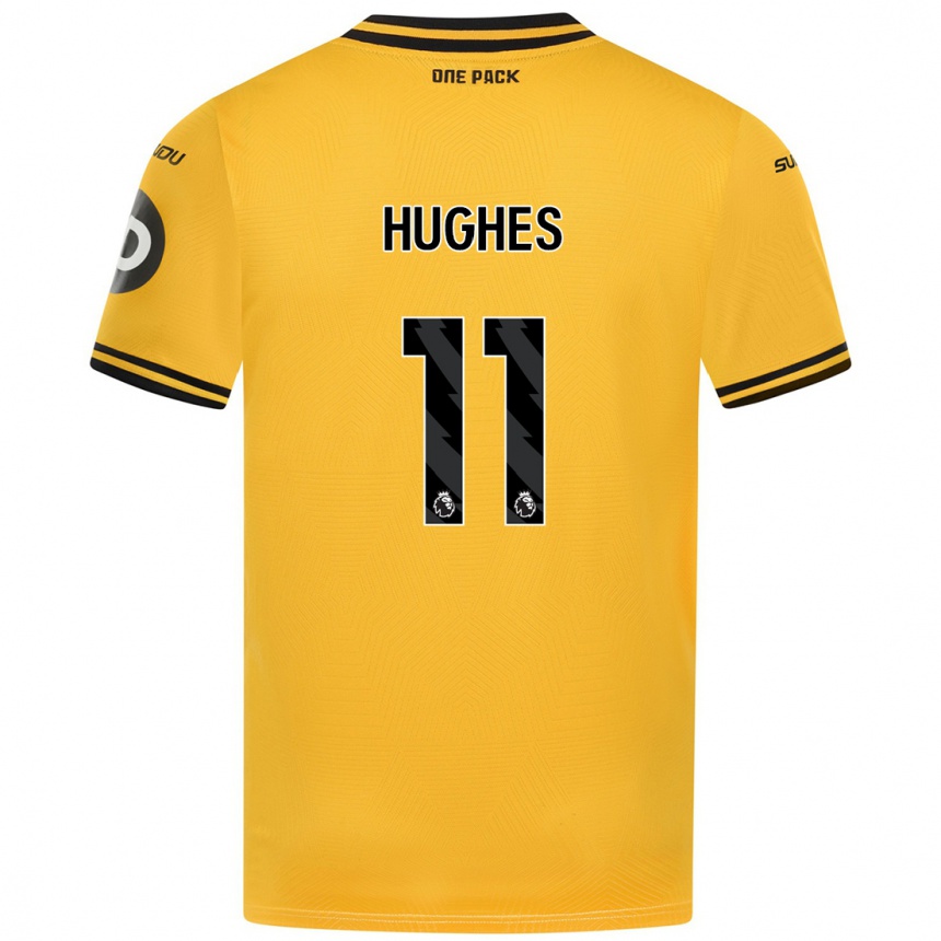 Vaikiškas Amber Hughes #11 Geltona Namų Marškinėliai 2024/25 T-Shirt