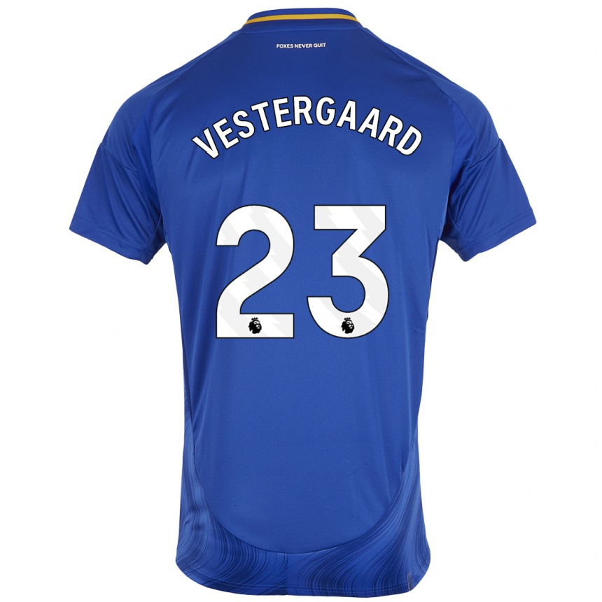 Vaikiškas Jannik Vestergaard #23 Mėlyna Balta Namų Marškinėliai 2024/25 T-Shirt