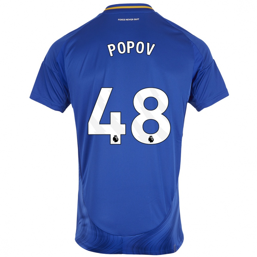 Vaikiškas Chris Popov #48 Mėlyna Balta Namų Marškinėliai 2024/25 T-Shirt