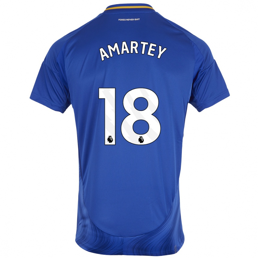 Vaikiškas Daniel Amartey #18 Mėlyna Balta Namų Marškinėliai 2024/25 T-Shirt