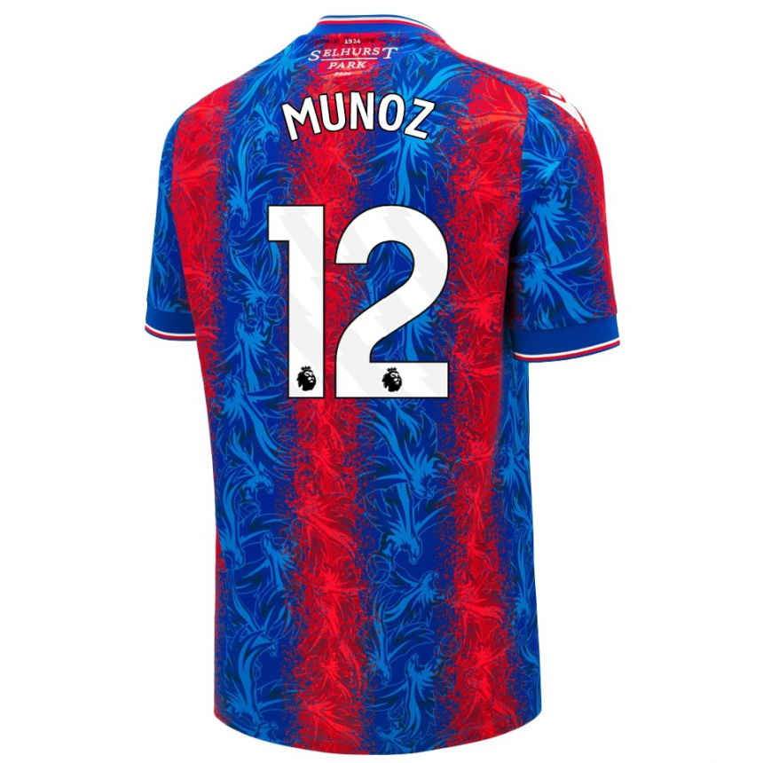 Vaikiškas Daniel Muñoz #12 Raudonos Mėlynos Juostelės Namų Marškinėliai 2024/25 T-Shirt