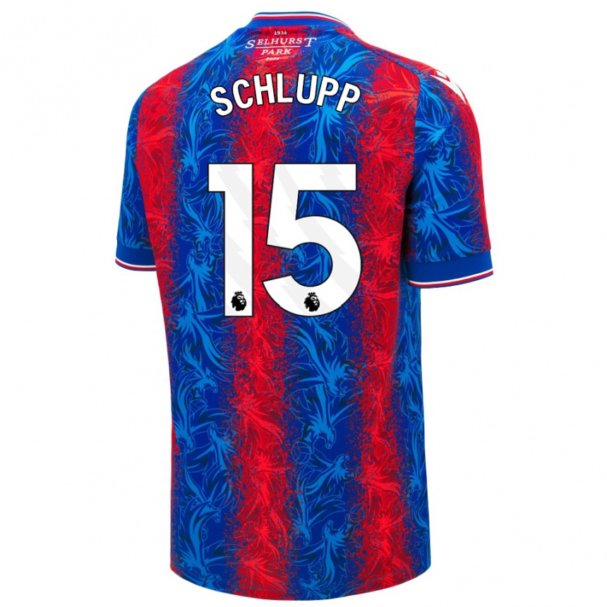 Vaikiškas Jeffrey Schlupp #15 Raudonos Mėlynos Juostelės Namų Marškinėliai 2024/25 T-Shirt