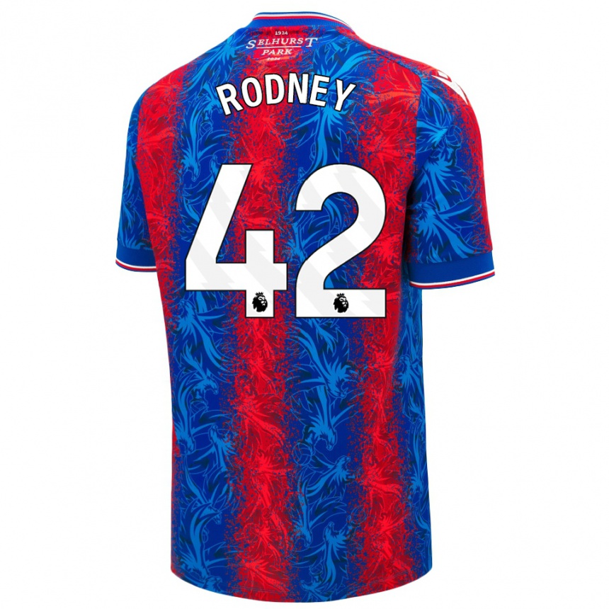 Vaikiškas Kaden Rodney #42 Raudonos Mėlynos Juostelės Namų Marškinėliai 2024/25 T-Shirt