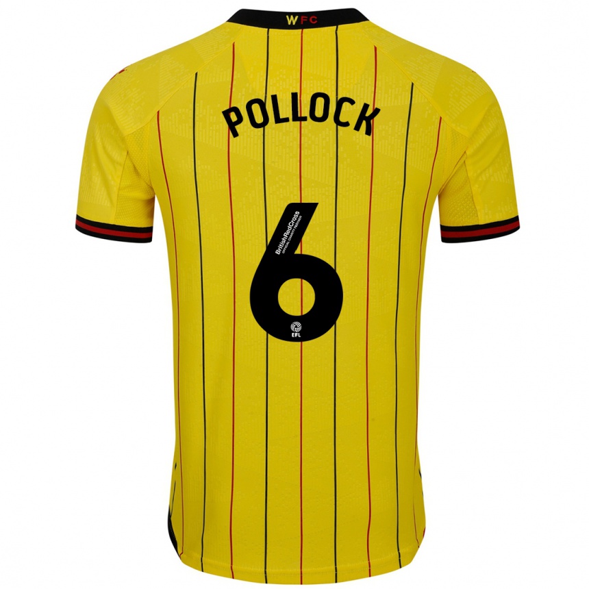 Vaikiškas Mattie Pollock #6 Geltona Juoda Namų Marškinėliai 2024/25 T-Shirt