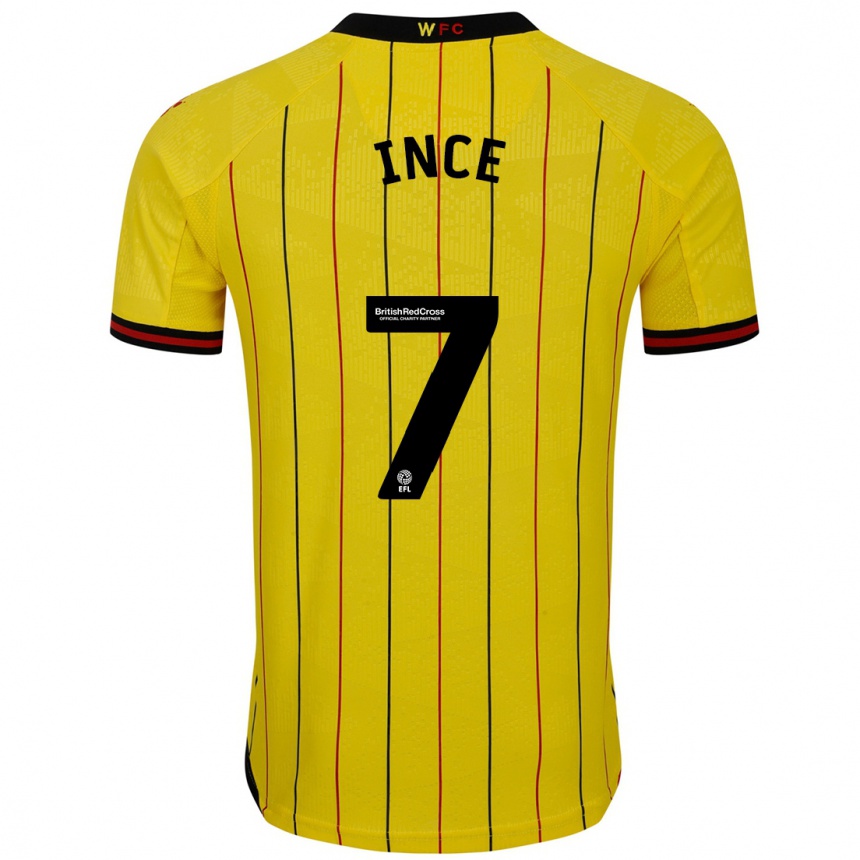 Vaikiškas Tom Ince #7 Geltona Juoda Namų Marškinėliai 2024/25 T-Shirt