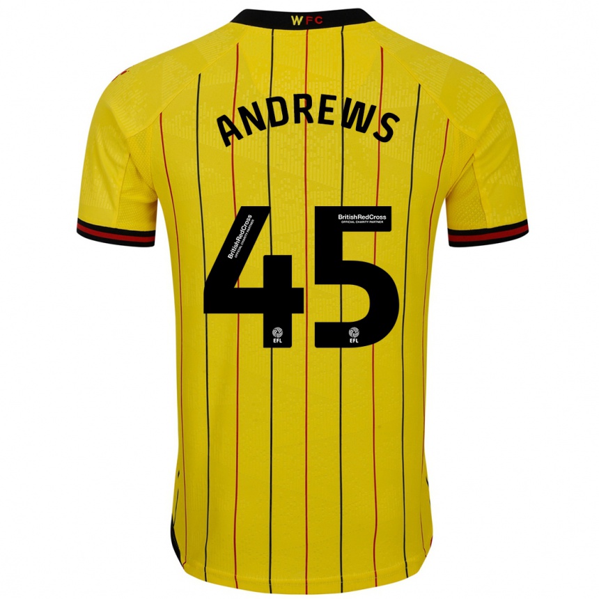 Vaikiškas Ryan Andrews #45 Geltona Juoda Namų Marškinėliai 2024/25 T-Shirt