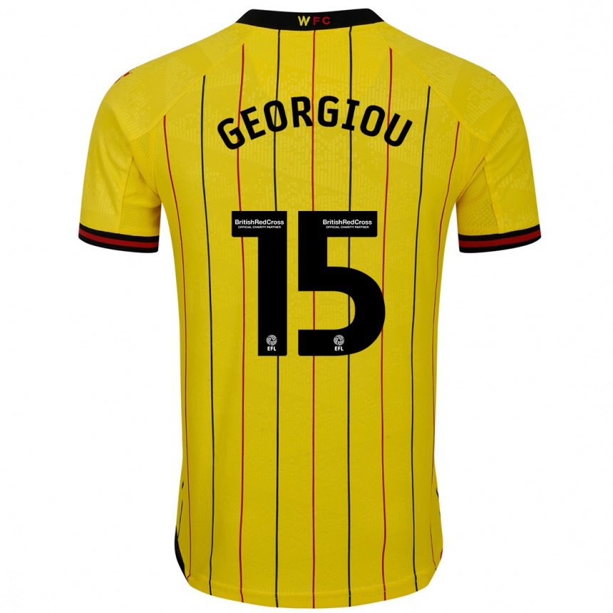 Vaikiškas Andria Georgiou #15 Geltona Juoda Namų Marškinėliai 2024/25 T-Shirt