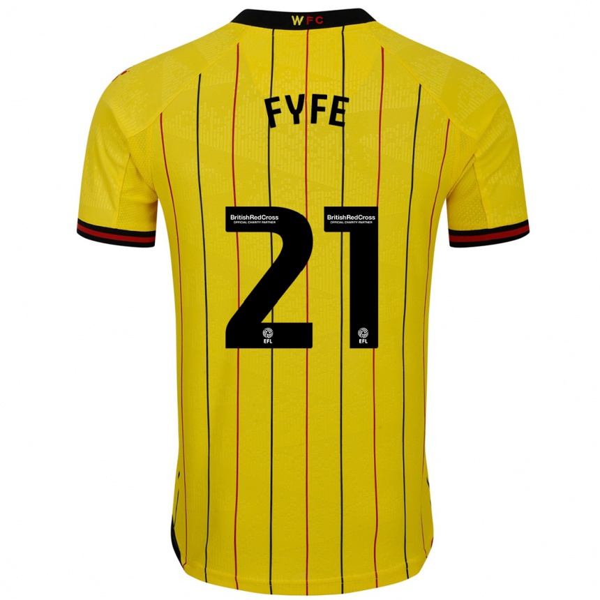 Vaikiškas Flo Fyfe #21 Geltona Juoda Namų Marškinėliai 2024/25 T-Shirt