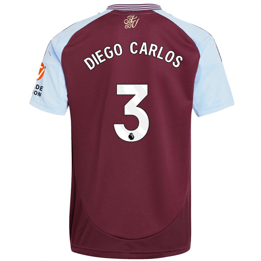 Vaikiškas Diego Carlos #3 Burgundijos Dangaus Mėlynas Namų Marškinėliai 2024/25 T-Shirt