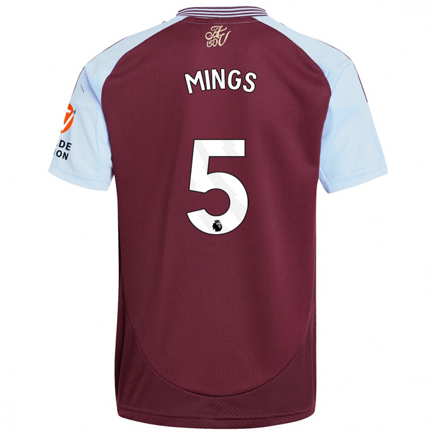 Vaikiškas Tyrone Mings #5 Burgundijos Dangaus Mėlynas Namų Marškinėliai 2024/25 T-Shirt