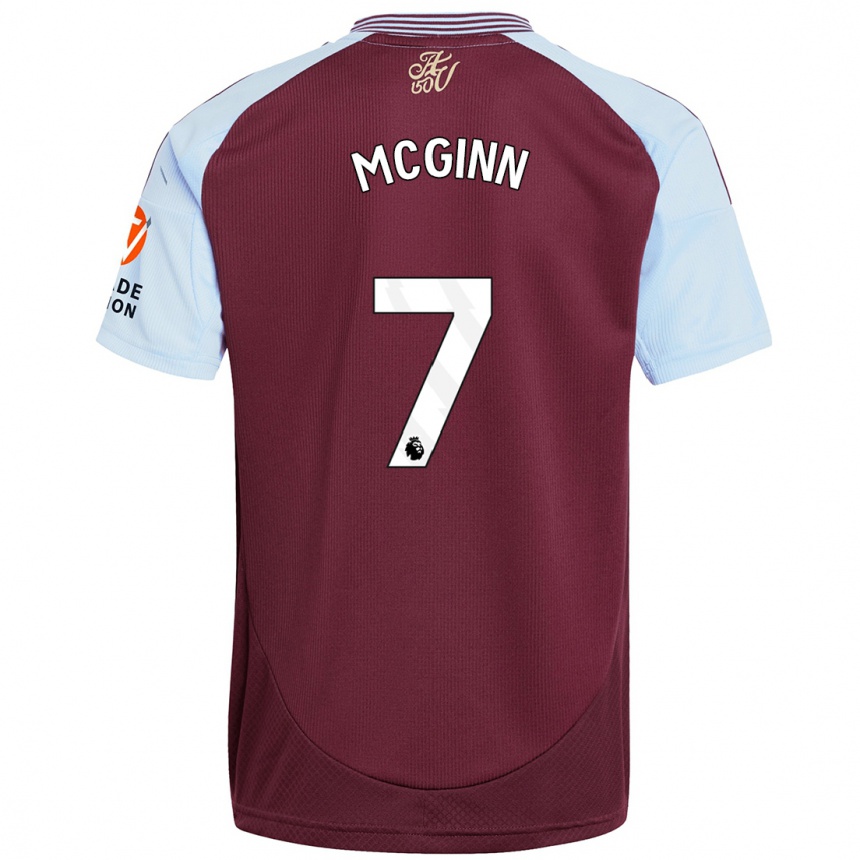 Vaikiškas John Mcginn #7 Burgundijos Dangaus Mėlynas Namų Marškinėliai 2024/25 T-Shirt