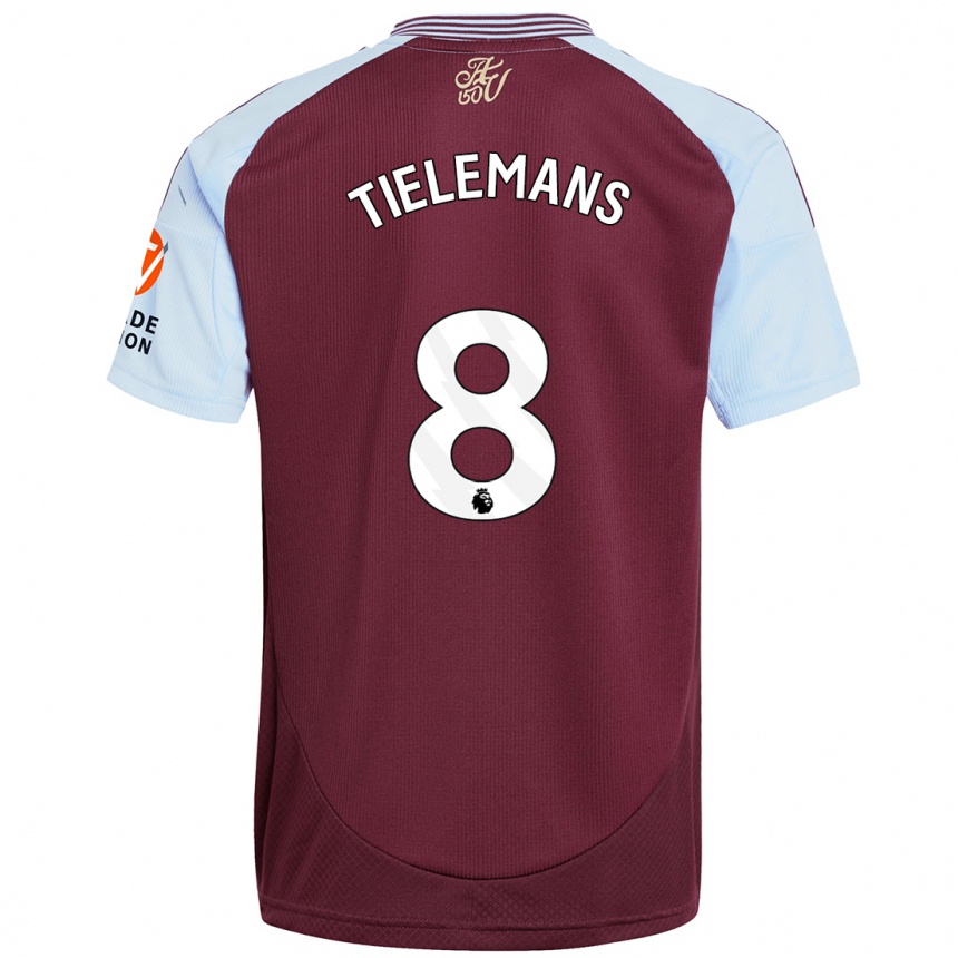 Vaikiškas Youri Tielemans #8 Burgundijos Dangaus Mėlynas Namų Marškinėliai 2024/25 T-Shirt