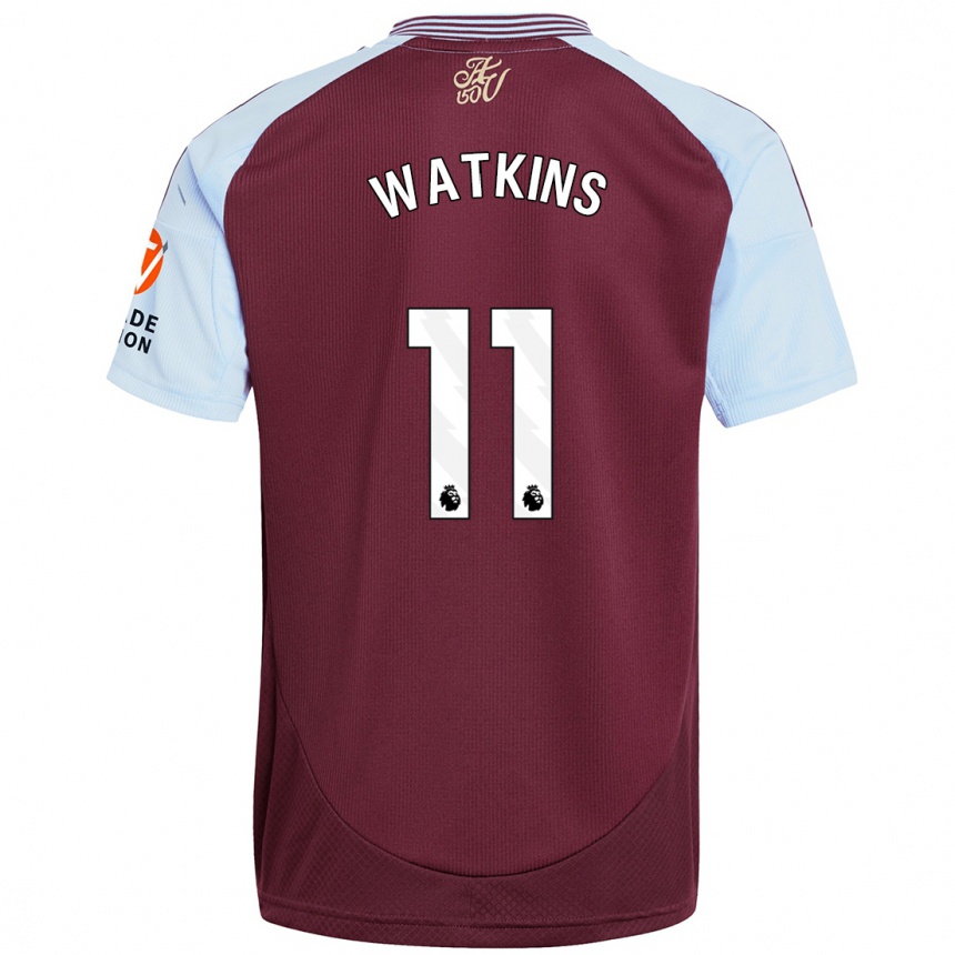 Vaikiškas Ollie Watkins #11 Burgundijos Dangaus Mėlynas Namų Marškinėliai 2024/25 T-Shirt